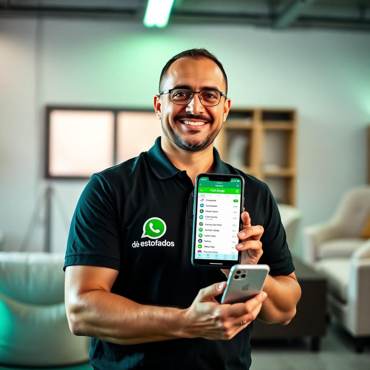 Empresário de higienização com WhatsApp cheio de orçamentos
